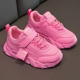 2026 girls sneakers, four season breathable lightweight non slip children shoes with thick sole, lace up hook loop design